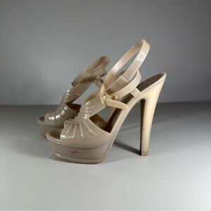 YSL Yves Saint Laurent Platform Heeled Rubber Sandals